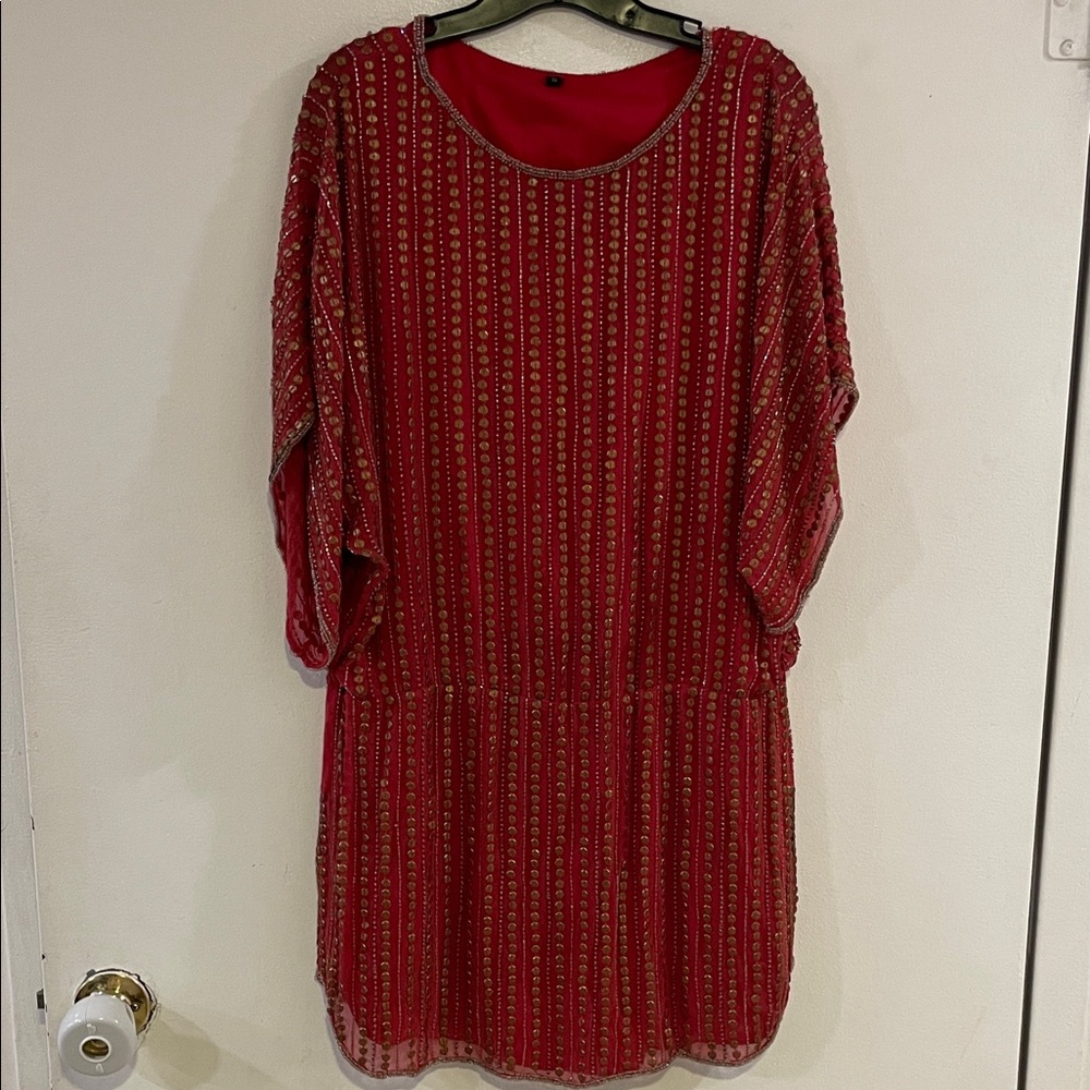 Elegant Red Striped Dress s
